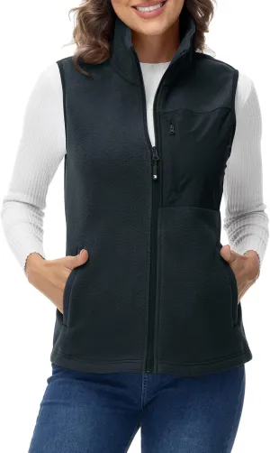 Rdruko Women's Fleece Vest Lightweight Warm Outerwear Sleeveless Jacket with 5 Pockets for Fall & Winter