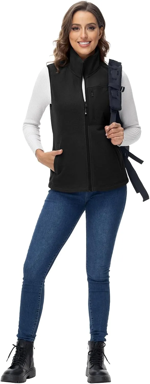 Rdruko Women's Fleece Vest Lightweight Warm Outerwear Sleeveless Jacket with 5 Pockets for Fall & Winter
