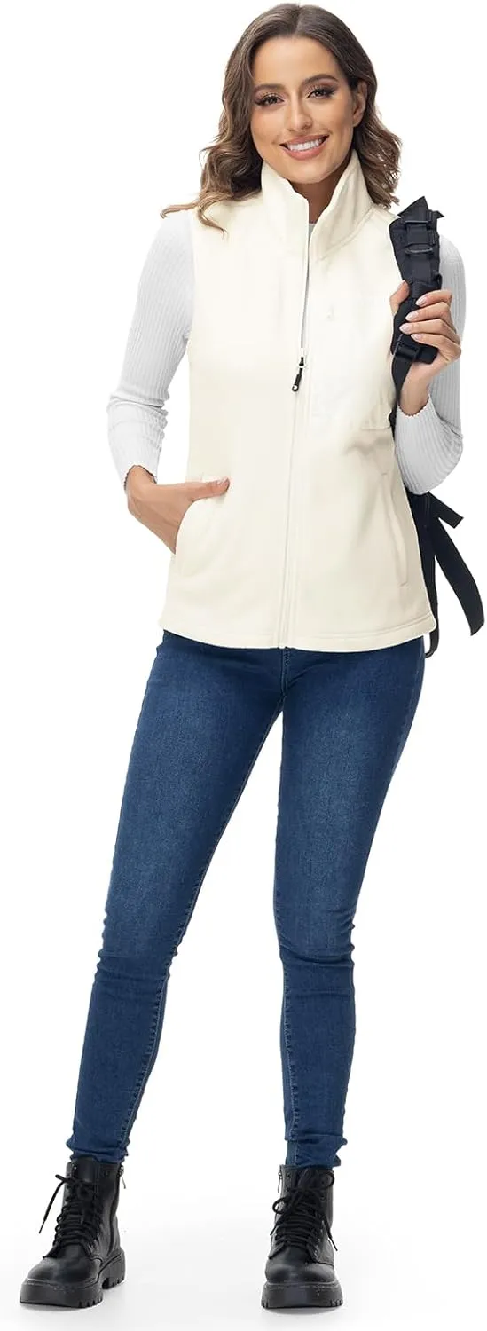 Rdruko Women's Fleece Vest Lightweight Warm Outerwear Sleeveless Jacket with 5 Pockets for Fall & Winter