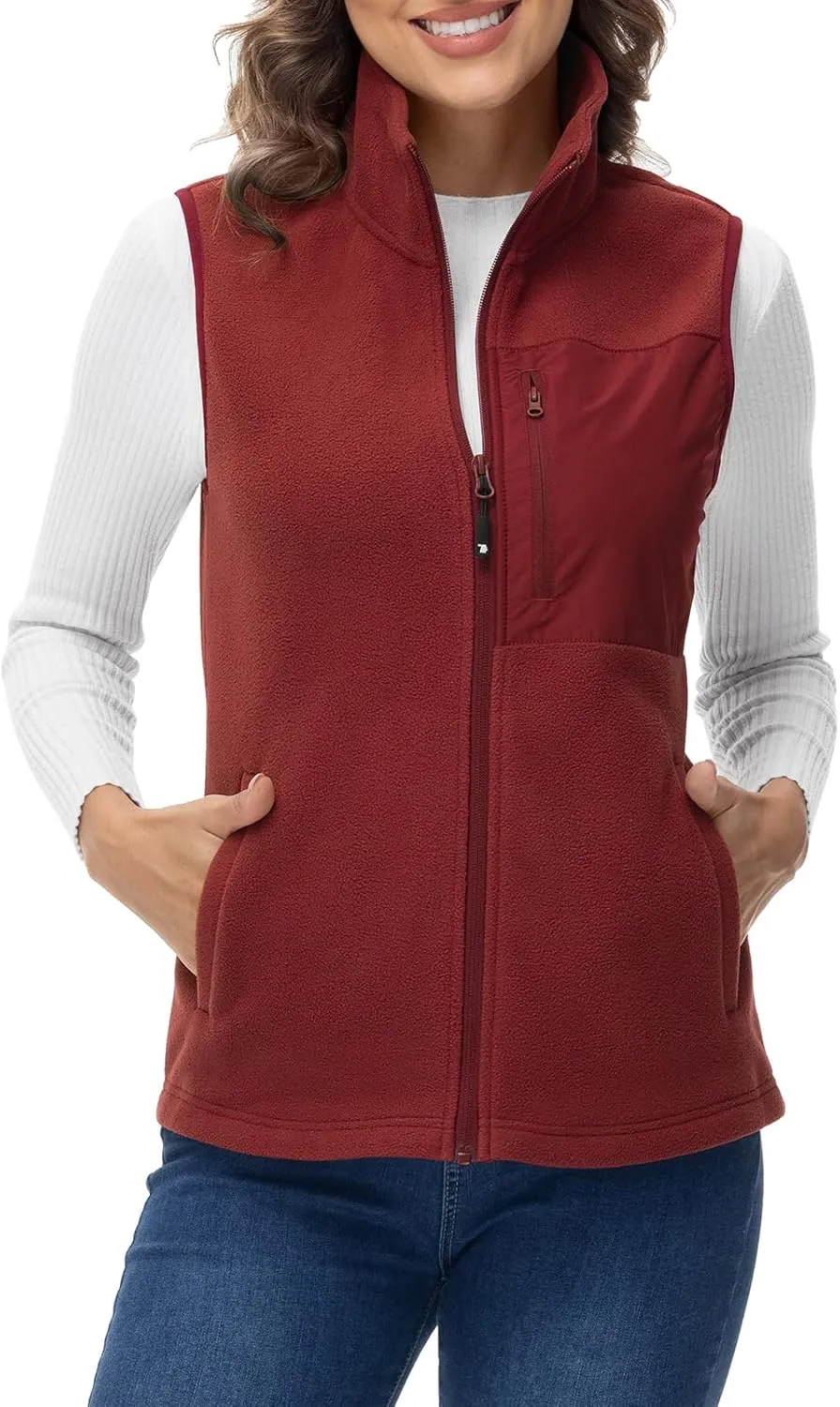 Rdruko Women's Fleece Vest Lightweight Warm Outerwear Sleeveless Jacket with 5 Pockets for Fall & Winter