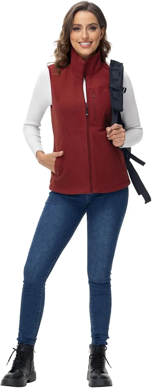 Rdruko Women's Fleece Vest Lightweight Warm Outerwear Sleeveless Jacket with 5 Pockets for Fall & Winter