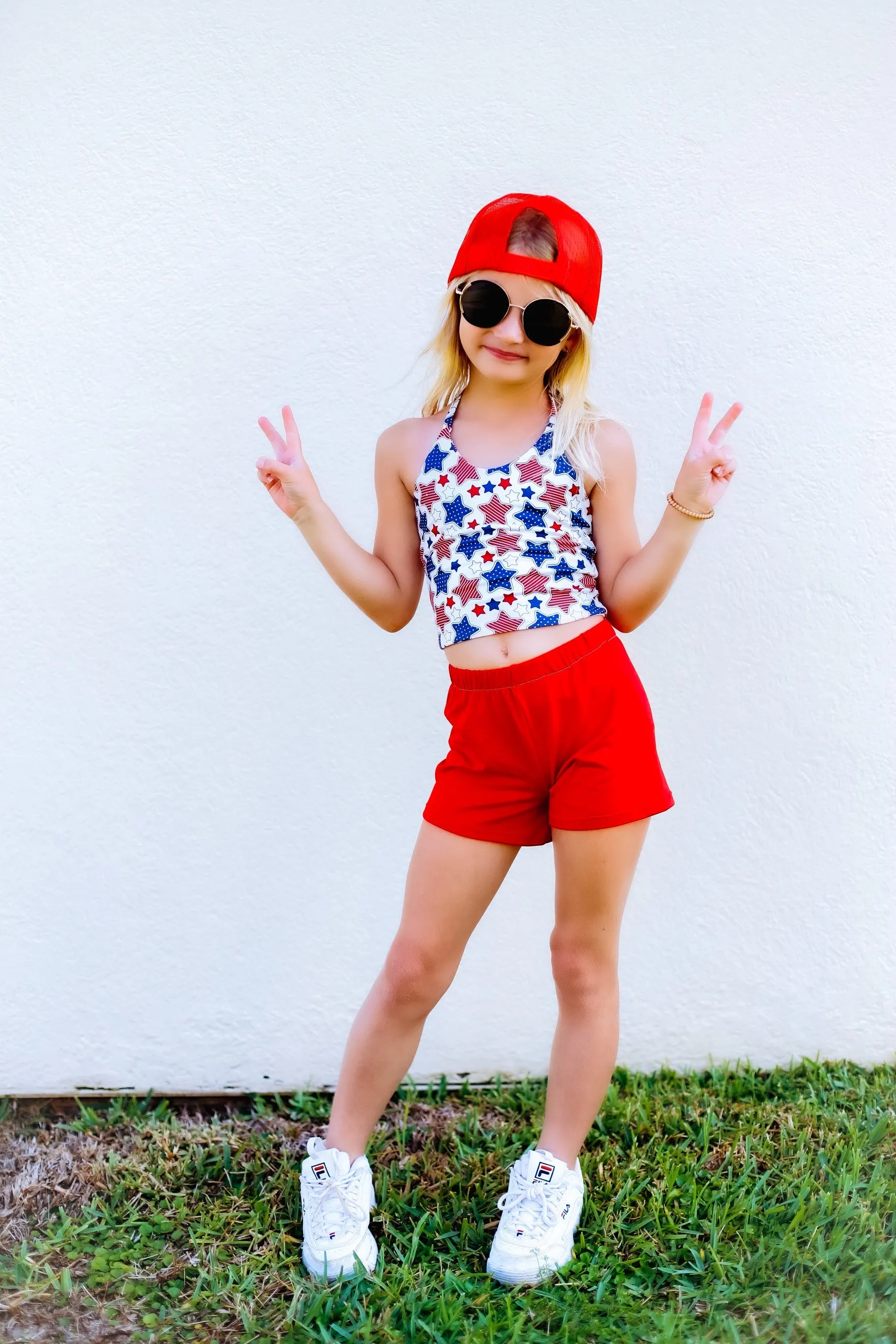 Red, White Blue Girls Halter and Short Set