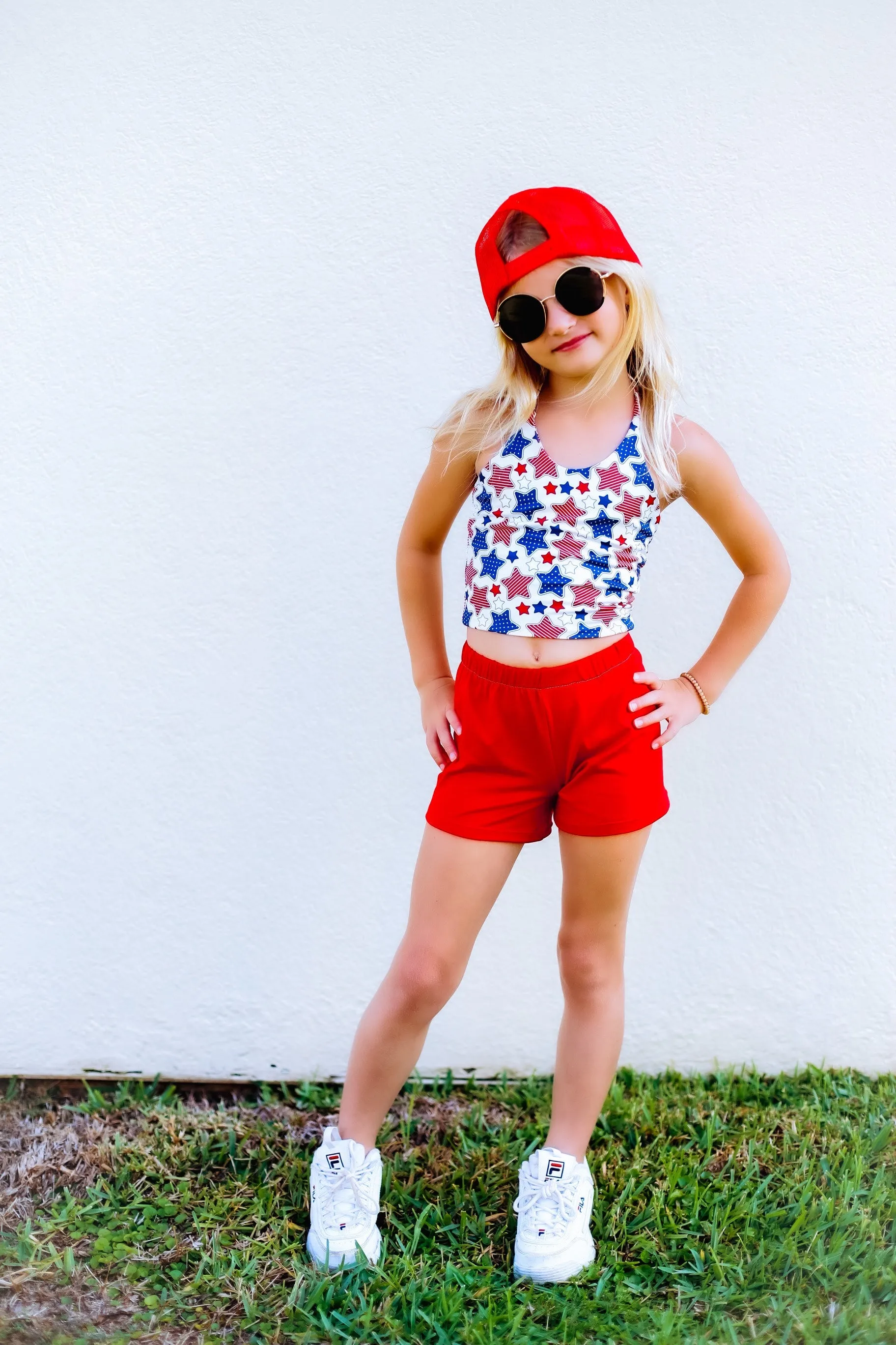 Red, White Blue Girls Halter and Short Set