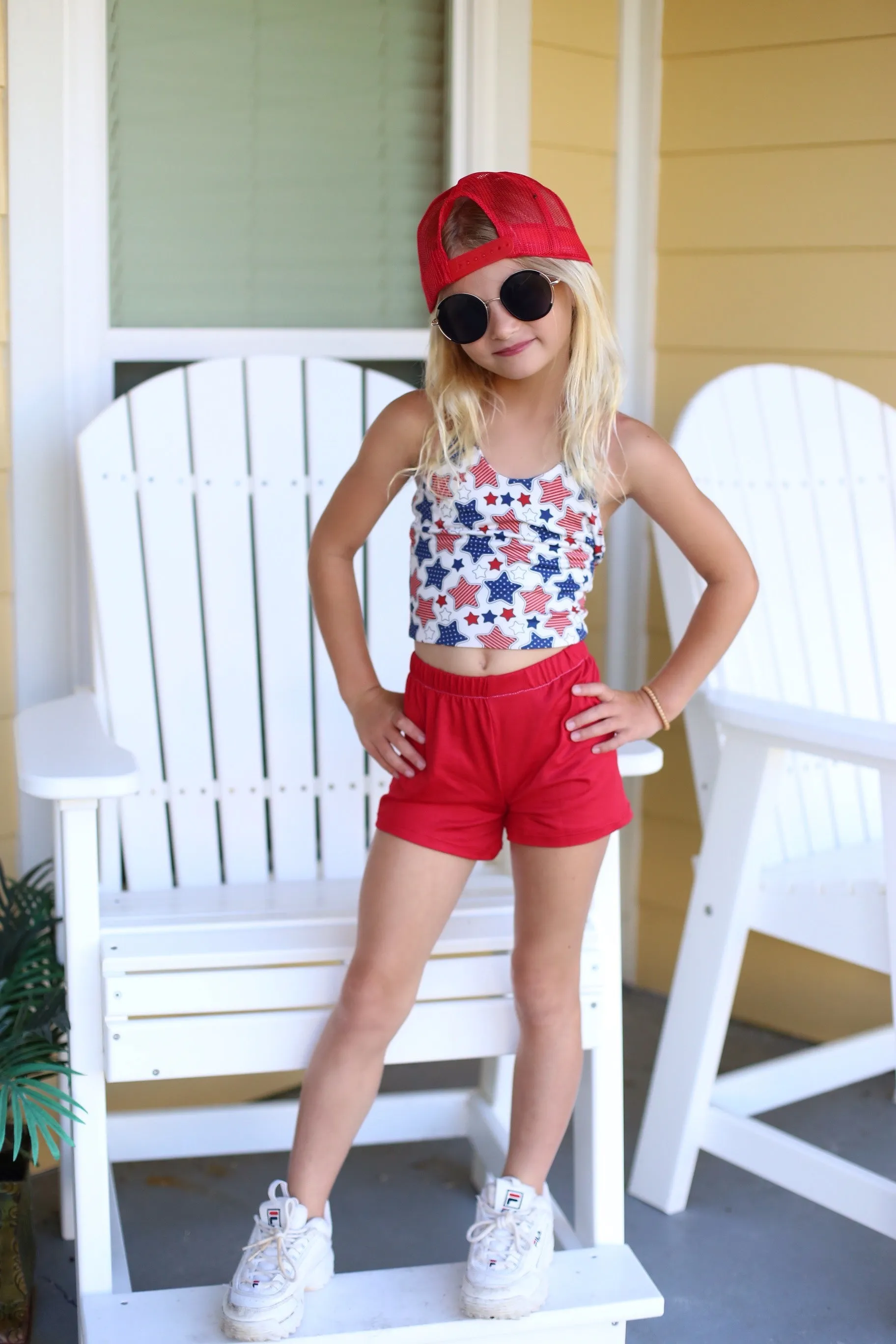 Red, White Blue Girls Halter and Short Set
