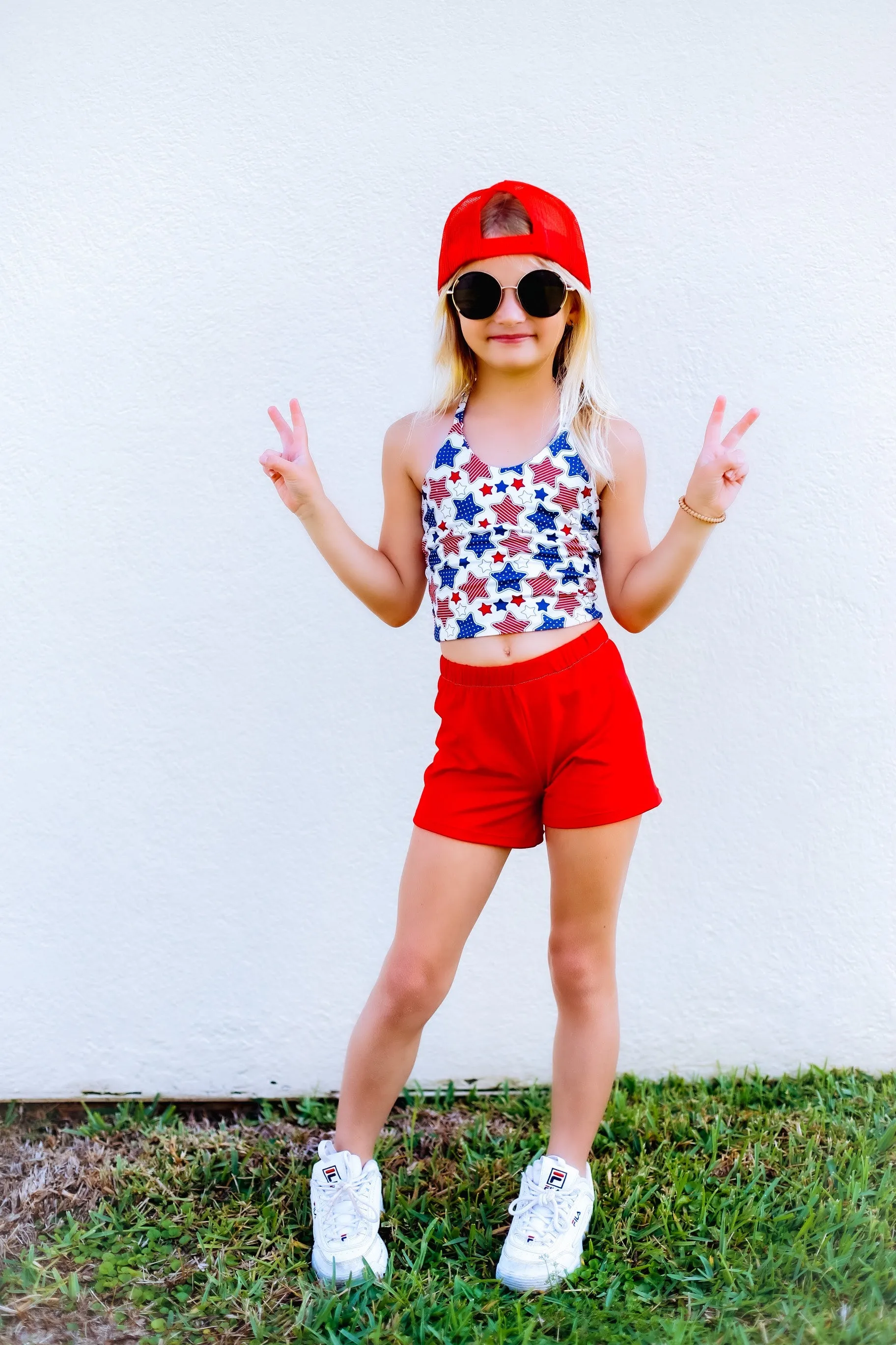Red, White Blue Girls Halter and Short Set