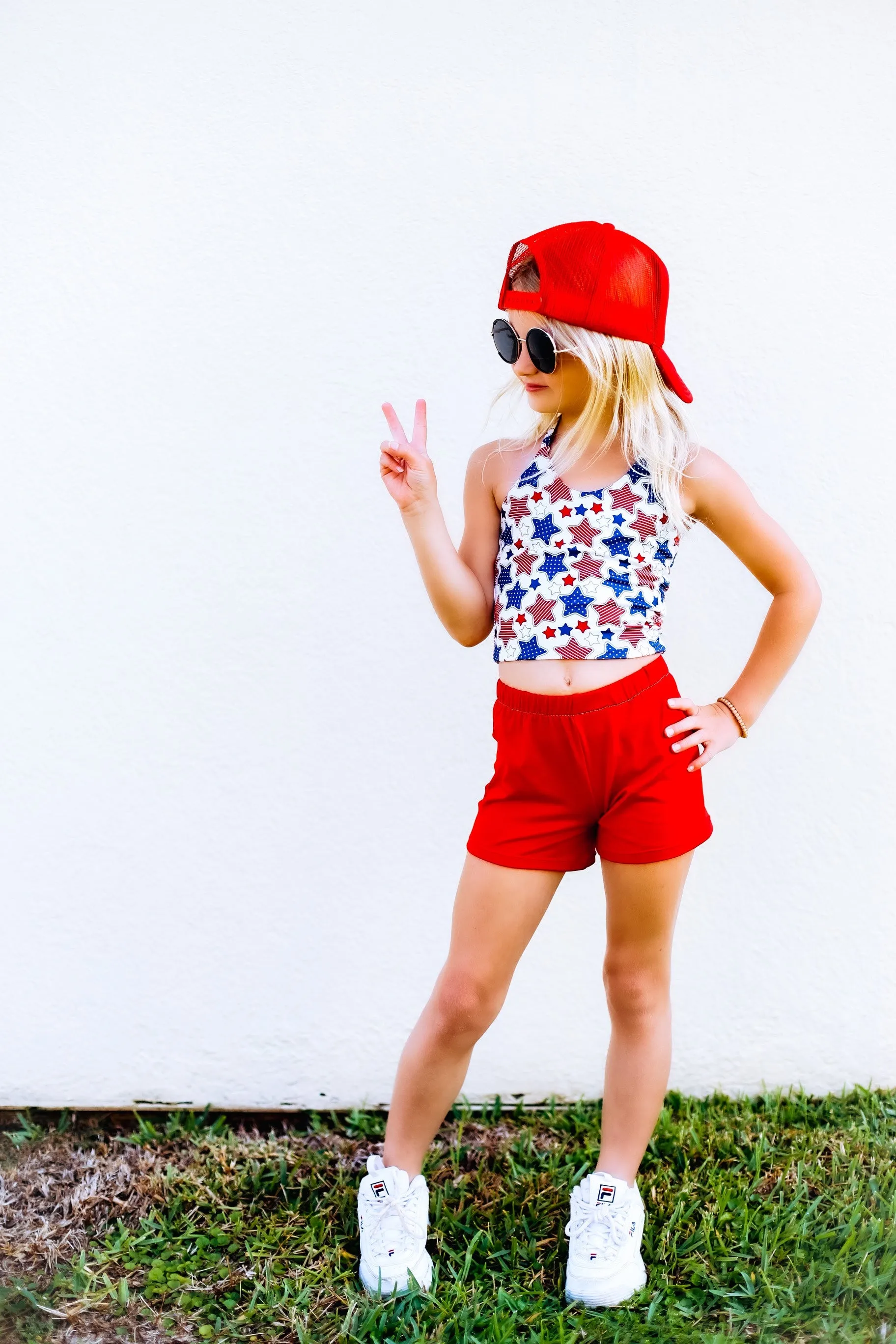 Red, White Blue Girls Halter and Short Set