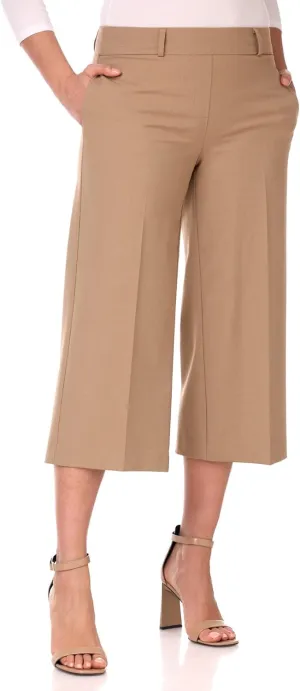 Rekucci Desk to Dinner Wide Leg Capris for Women, Flowy and Stretchy Chic Capri Pants