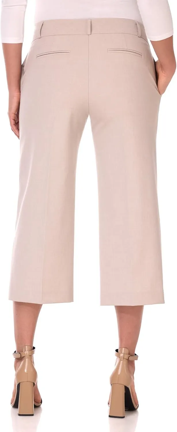 Rekucci Desk to Dinner Wide Leg Capris for Women, Flowy and Stretchy Chic Capri Pants