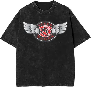 REO Rock Speedwagon Band Vintage Oversized T Shirt Novelty Round Neck Short Sleeves Tops for Unisex