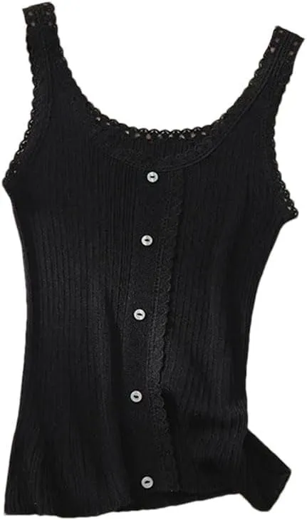 Rfmfkkg Women Silk Elegant Vest O Neck Splicing Lace Comfortable Slim Solid Knit Camisole Top