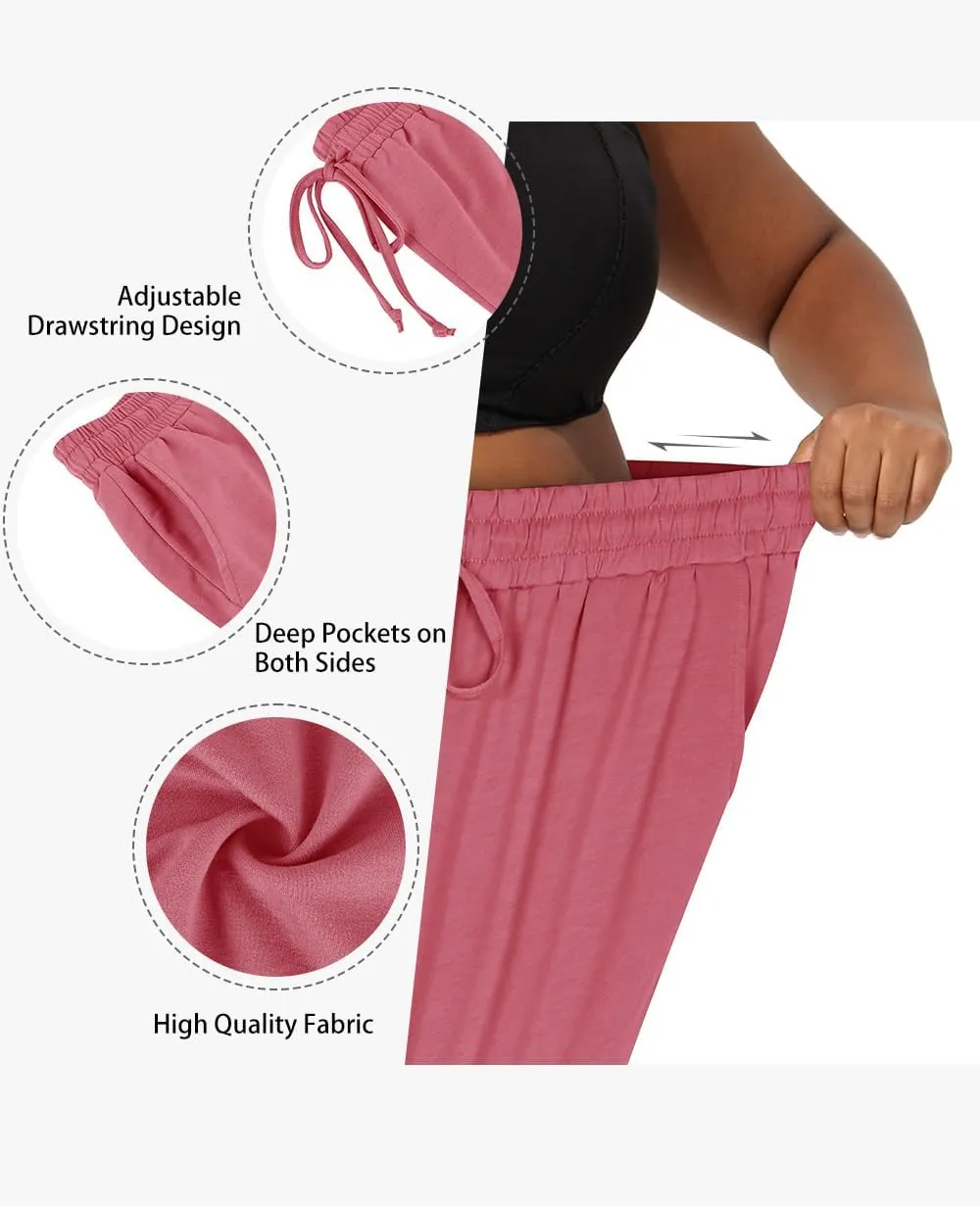 RITERA Plus Size Pants for Women Soft Joggers Sweatpants Casual Loose Comfy Lounge Pajama Drawstring Pant with Pockets XL-5XL