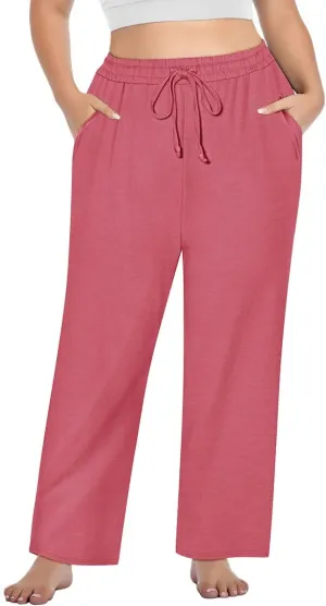 RITERA Plus Size Pants for Women Soft Joggers Sweatpants Casual Loose Comfy Lounge Pajama Drawstring Pant with Pockets XL-5XL