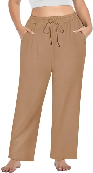 RITERA Plus Size Pants for Women Soft Joggers Sweatpants Casual Loose Comfy Lounge Pajama Drawstring Pant with Pockets XL-5XL