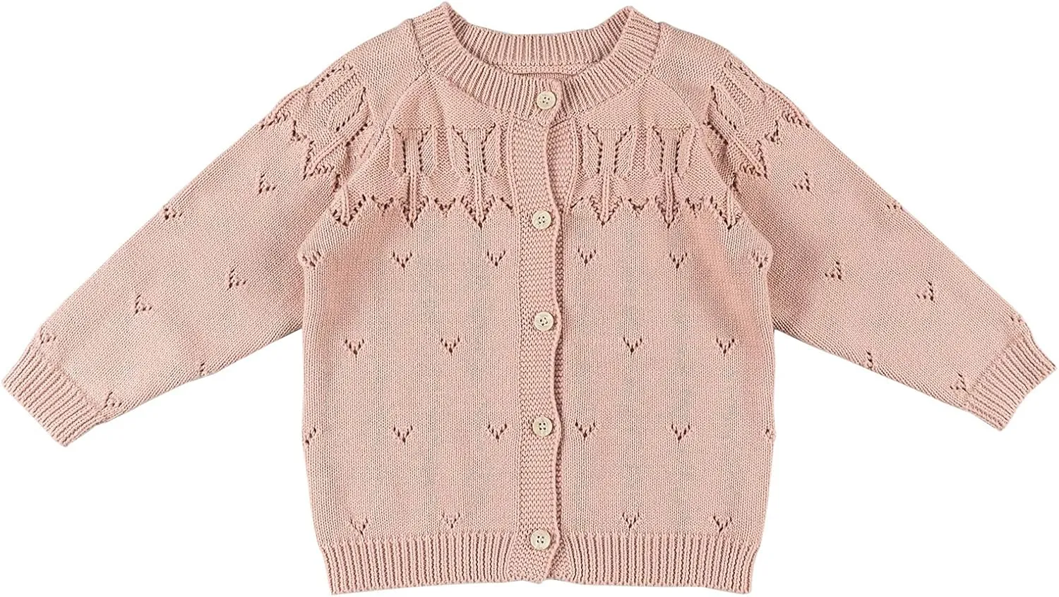 Rolanko Toddler Girls' Sweater Long Sleeve Open Front Button Down Knit Cardigan Kids Clothes 1-6 Years