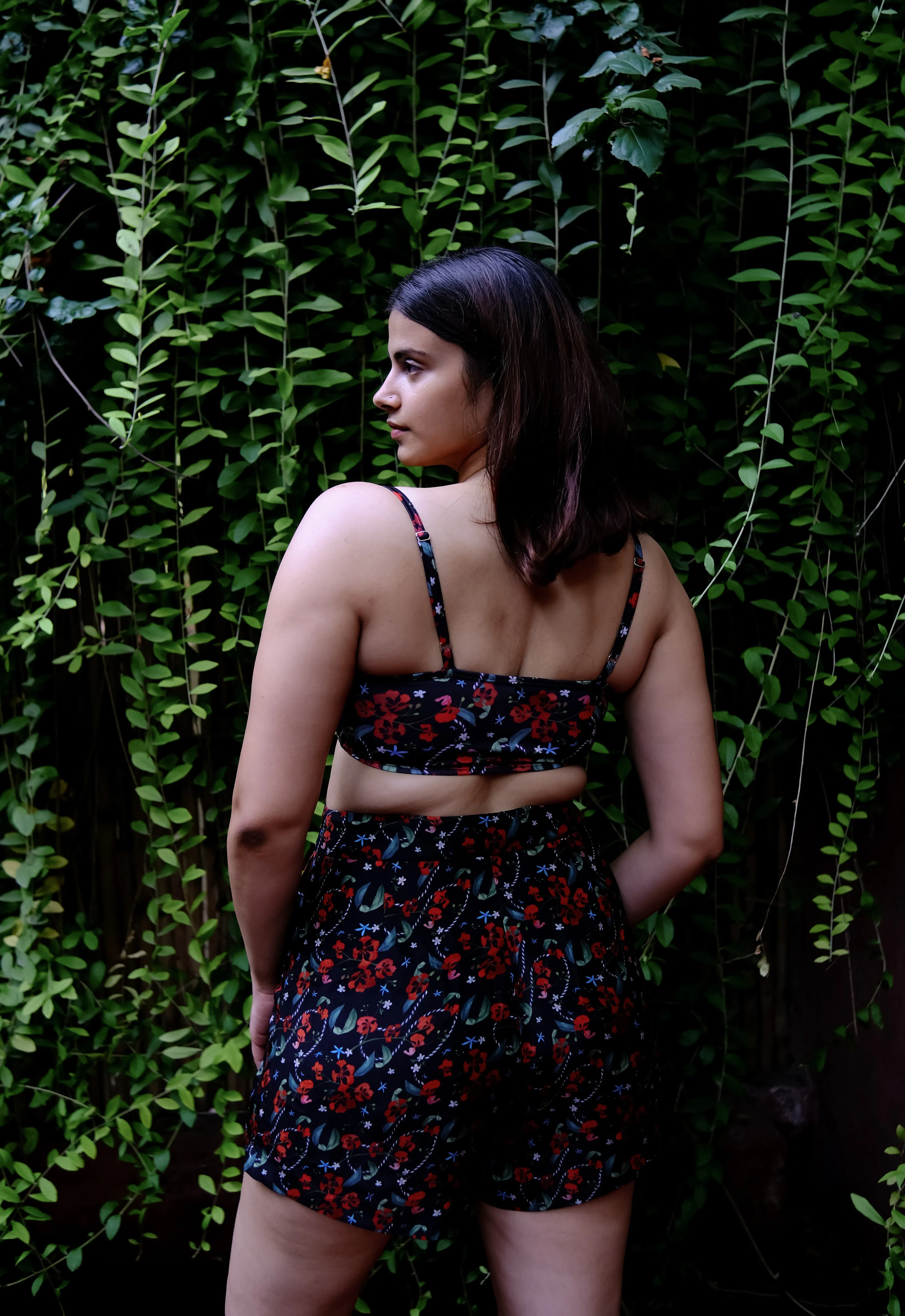 Royal Poinciana High Waist Shorts With Side Pockets