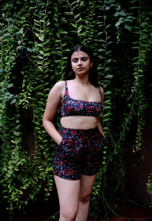 Royal Poinciana High Waist Shorts With Side Pockets