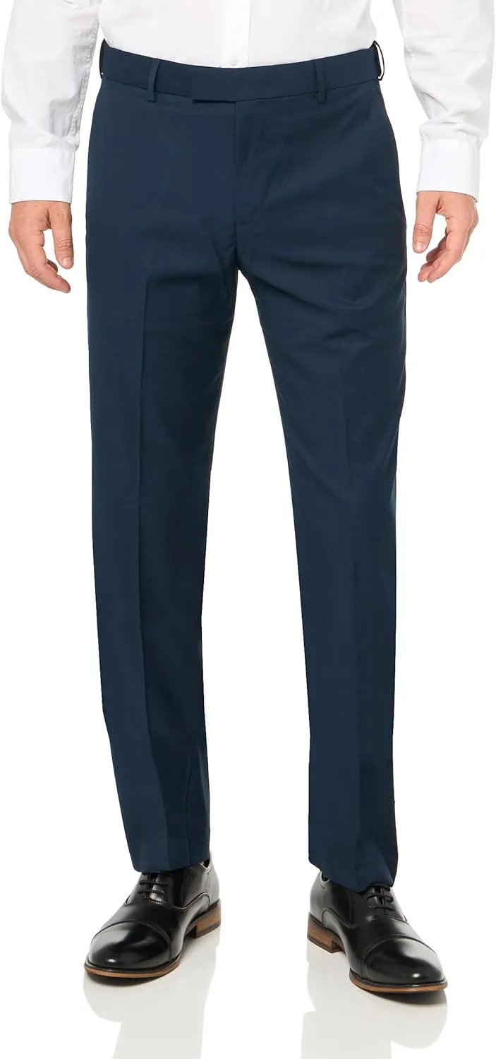 Savane Men's Performance Solid Non-Iron Dress Pants with Expandable Waistband, 29"/30"/32" Inseams, Stretch Gabardine Fabric