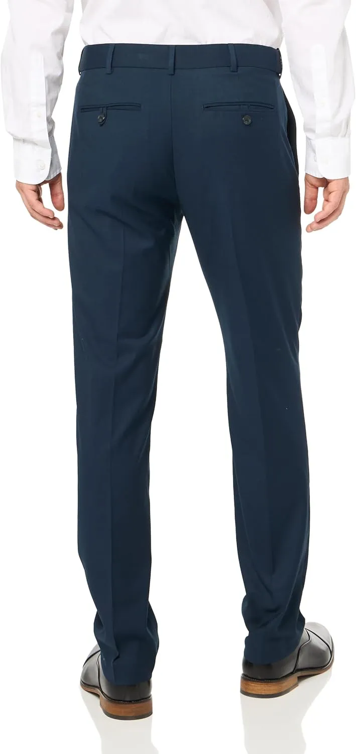 Savane Men's Performance Solid Non-Iron Dress Pants with Expandable Waistband, 29"/30"/32" Inseams, Stretch Gabardine Fabric