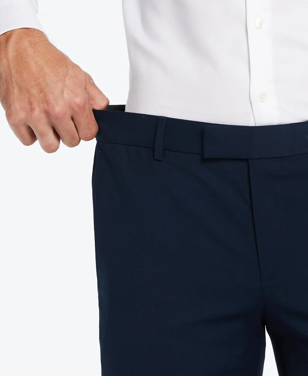 Savane Men's Performance Solid Non-Iron Dress Pants with Expandable Waistband, 29"/30"/32" Inseams, Stretch Gabardine Fabric