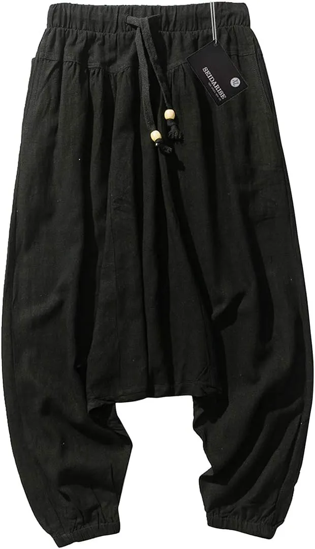 Seidarise Men's Harem Pants, Drop Crotch Pants, Genie Pants Plus Size Harem Jogge Balloon Yoga
