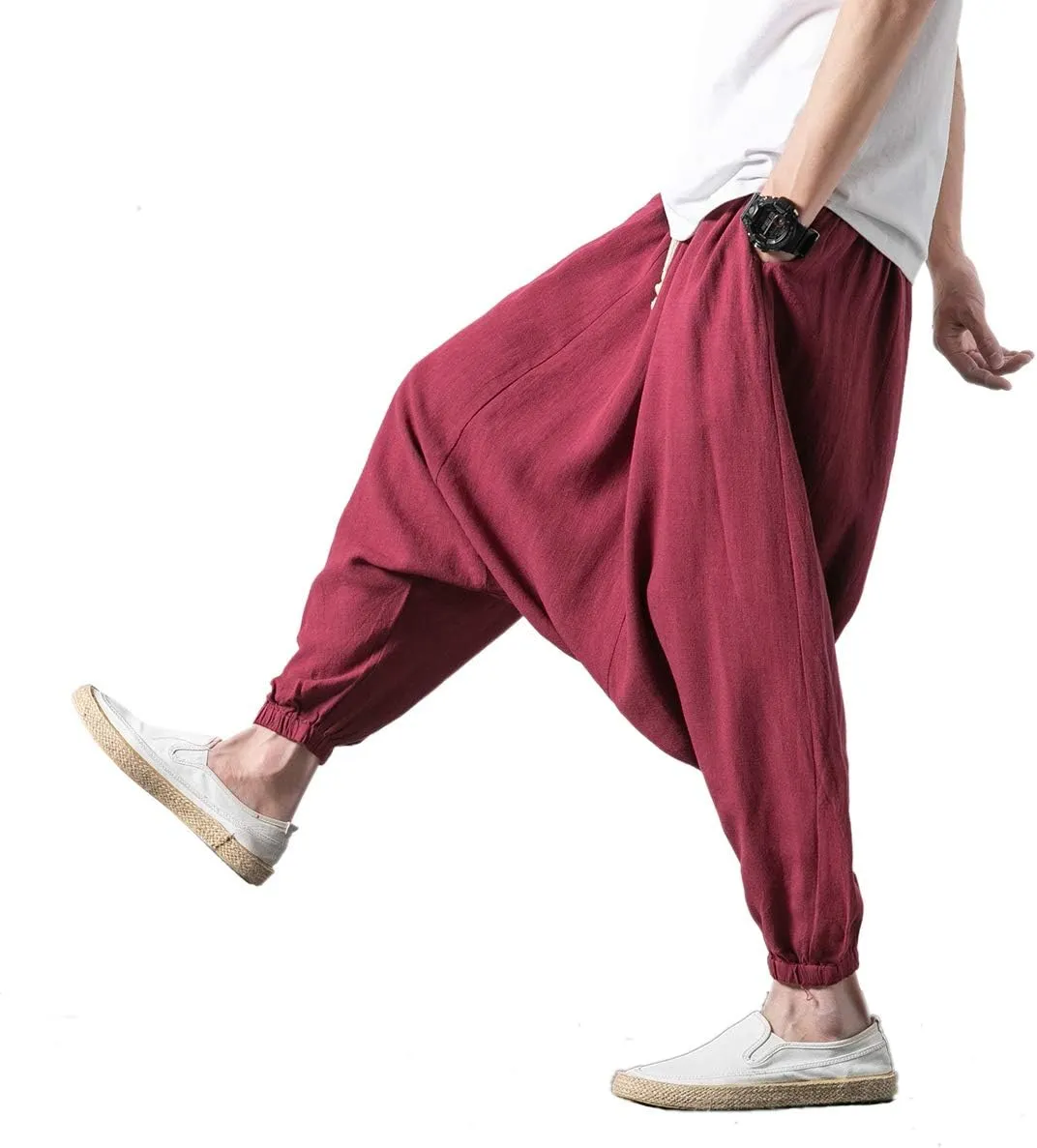 Seidarise Men's Harem Pants, Drop Crotch Pants, Genie Pants Plus Size Harem Jogge Balloon Yoga