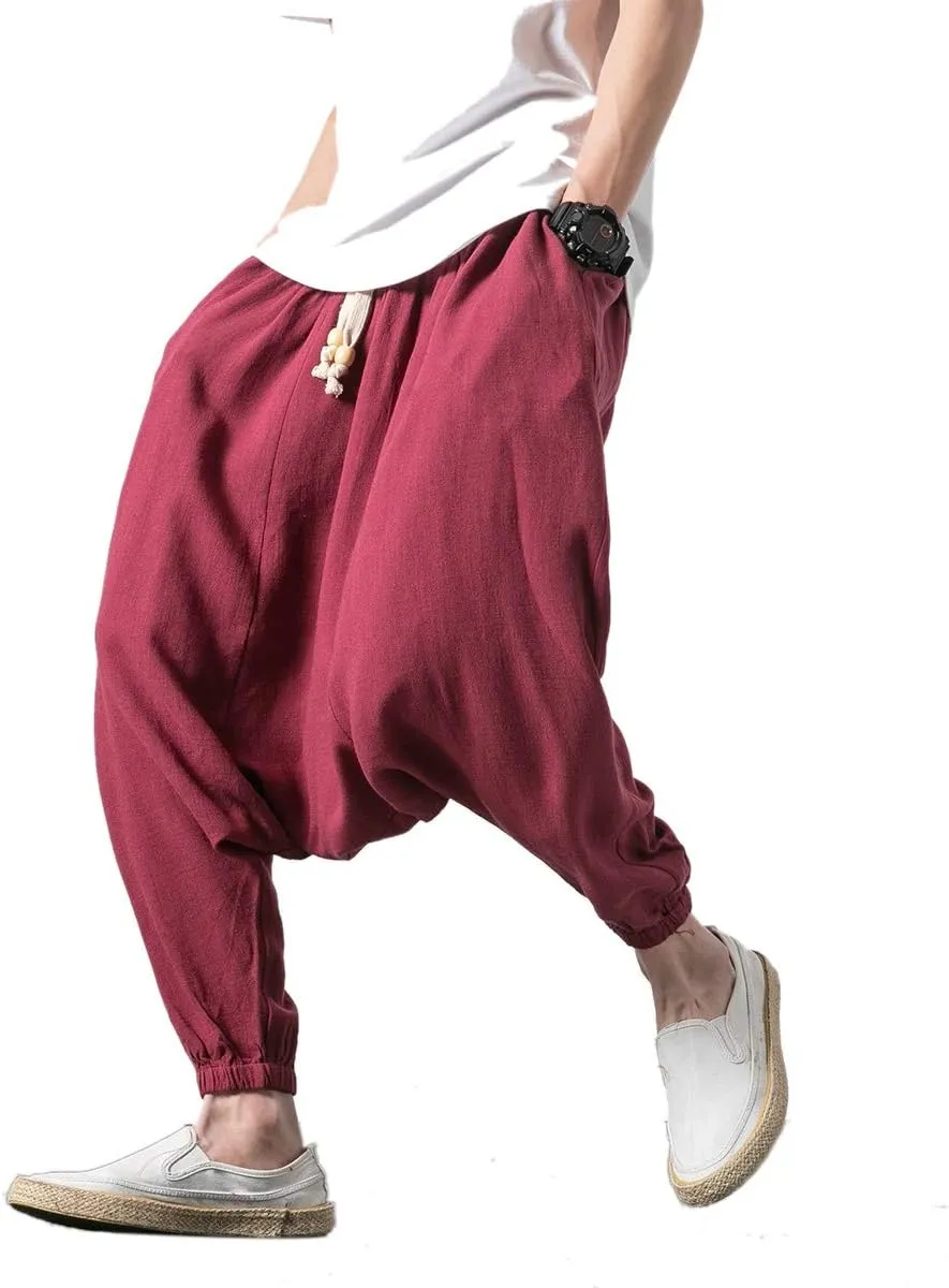 Seidarise Men's Harem Pants, Drop Crotch Pants, Genie Pants Plus Size Harem Jogge Balloon Yoga