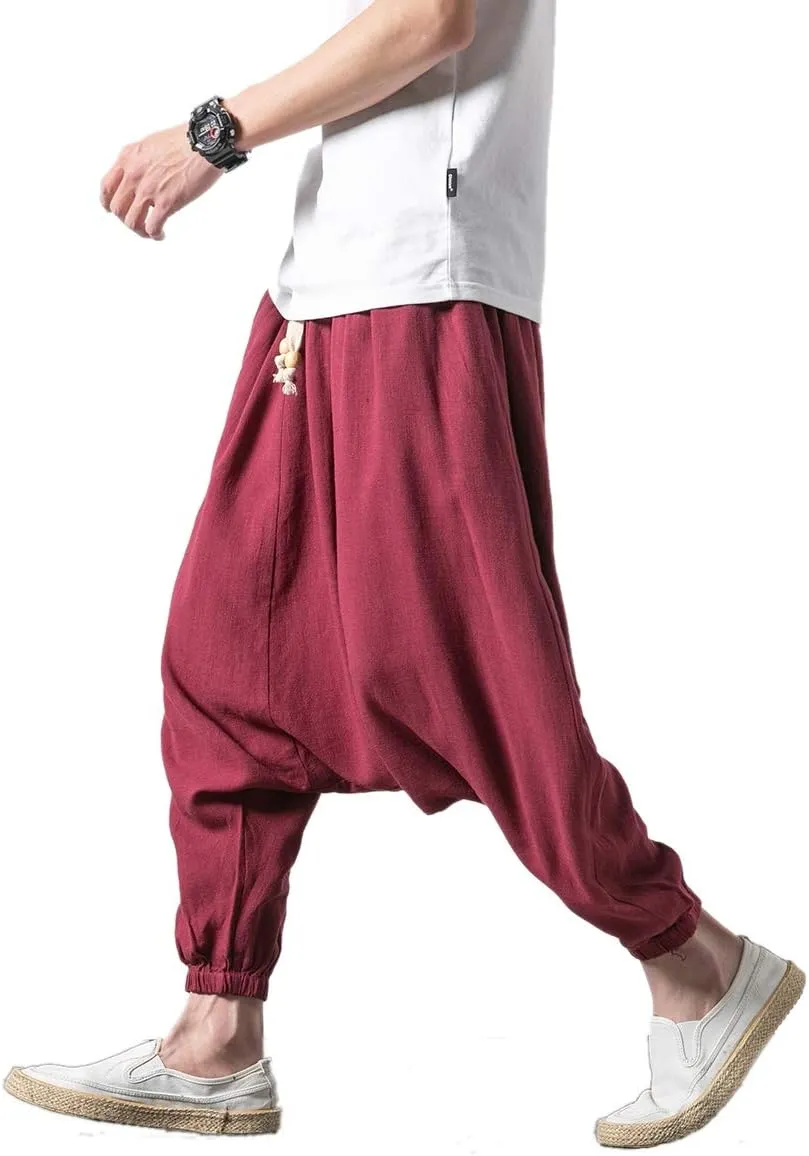 Seidarise Men's Harem Pants, Drop Crotch Pants, Genie Pants Plus Size Harem Jogge Balloon Yoga