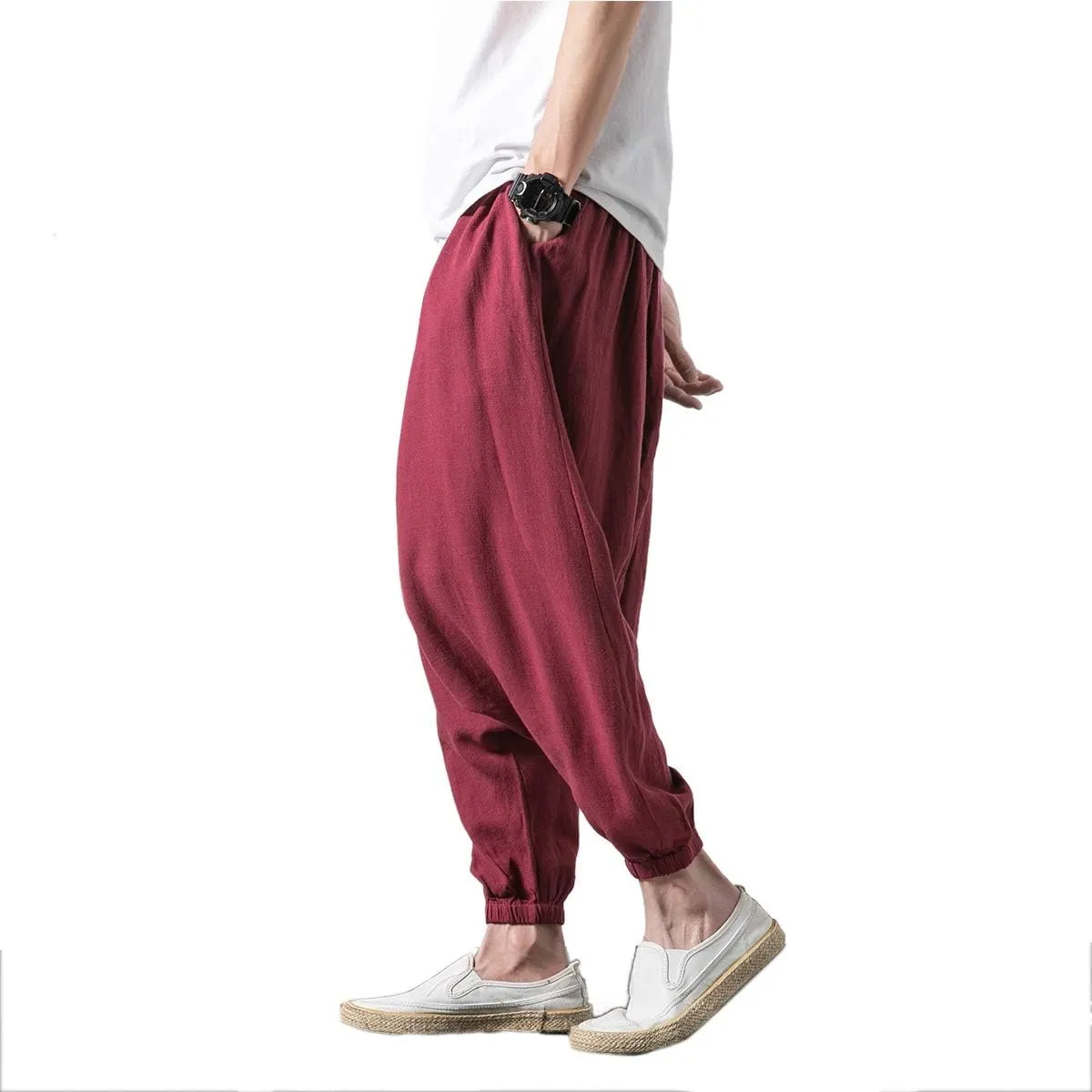 Seidarise Men's Harem Pants, Drop Crotch Pants, Genie Pants Plus Size Harem Jogge Balloon Yoga