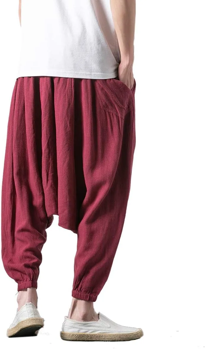 Seidarise Men's Harem Pants, Drop Crotch Pants, Genie Pants Plus Size Harem Jogge Balloon Yoga