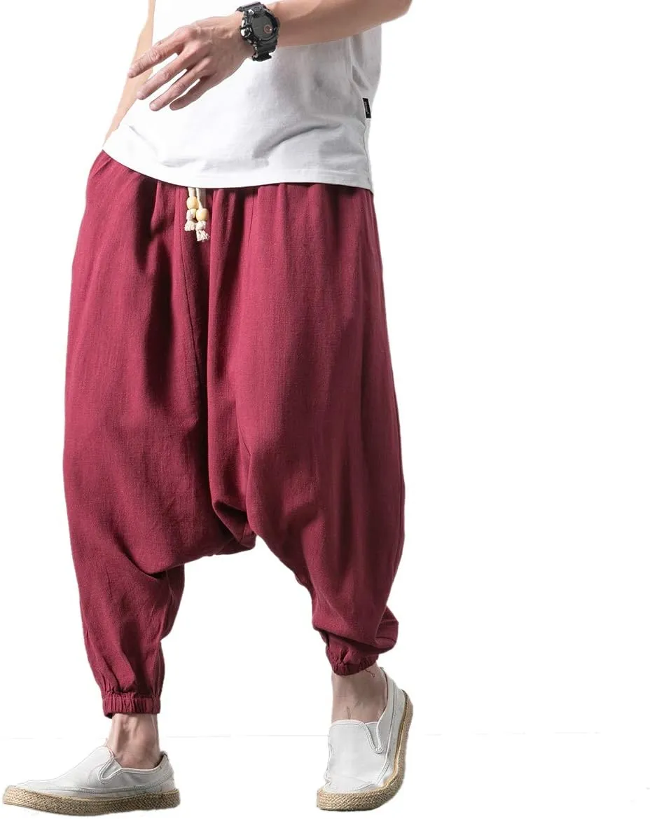 Seidarise Men's Harem Pants, Drop Crotch Pants, Genie Pants Plus Size Harem Jogge Balloon Yoga