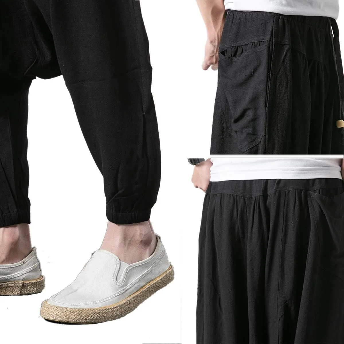 Seidarise Men's Harem Pants, Drop Crotch Pants, Genie Pants Plus Size Harem Jogge Balloon Yoga