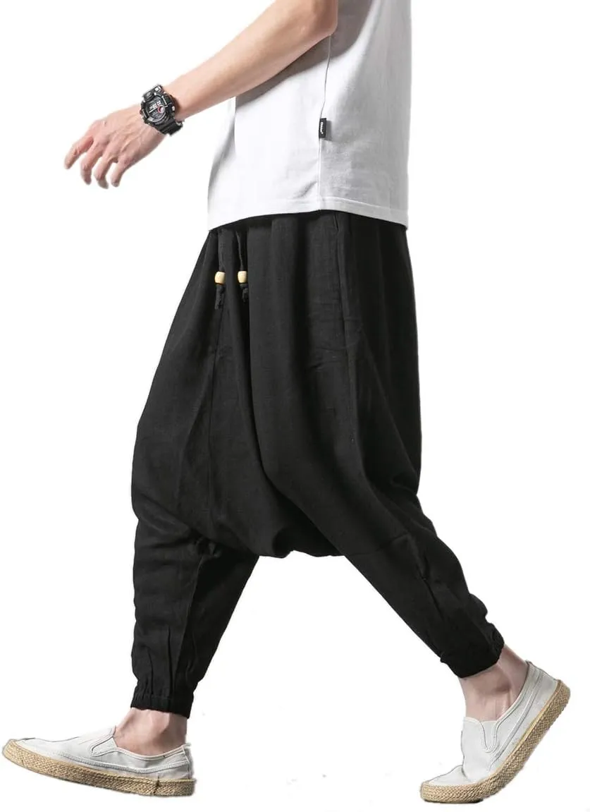Seidarise Men's Harem Pants, Drop Crotch Pants, Genie Pants Plus Size Harem Jogge Balloon Yoga