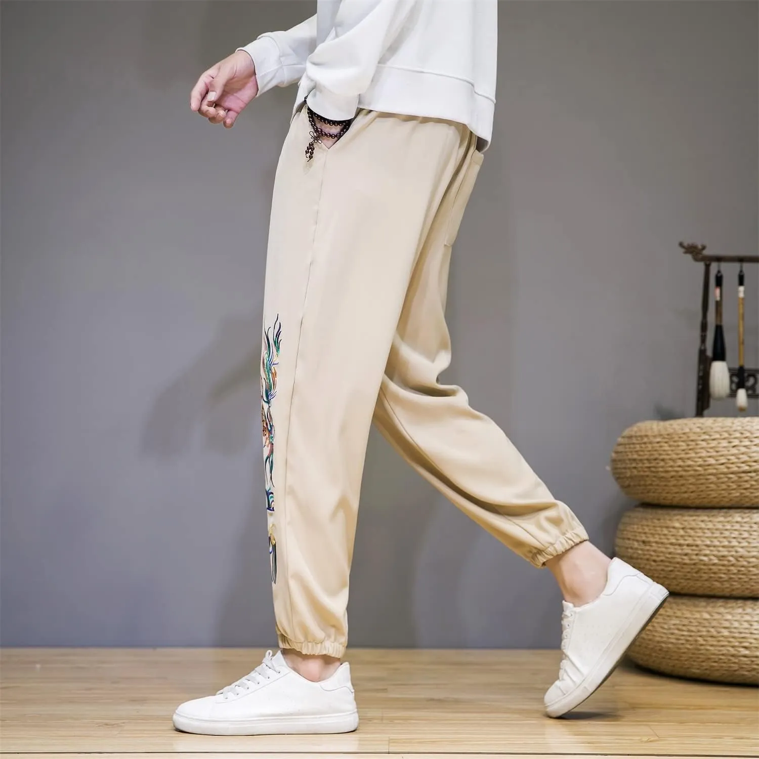 Seidarise Men's Linen Harem Pant Japanese Hip Hop Sweatpants Harem Pants Sports