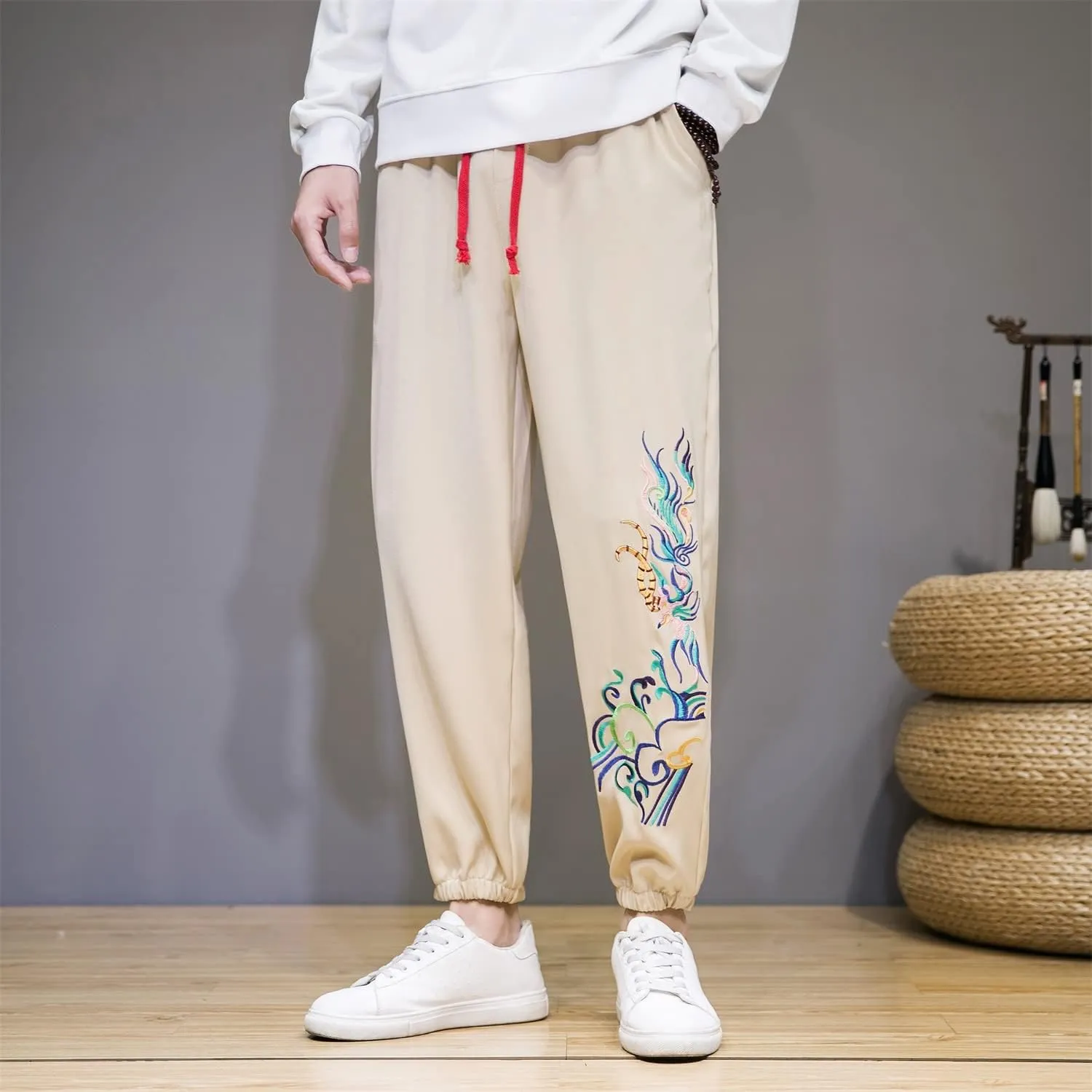 Seidarise Men's Linen Harem Pant Japanese Hip Hop Sweatpants Harem Pants Sports