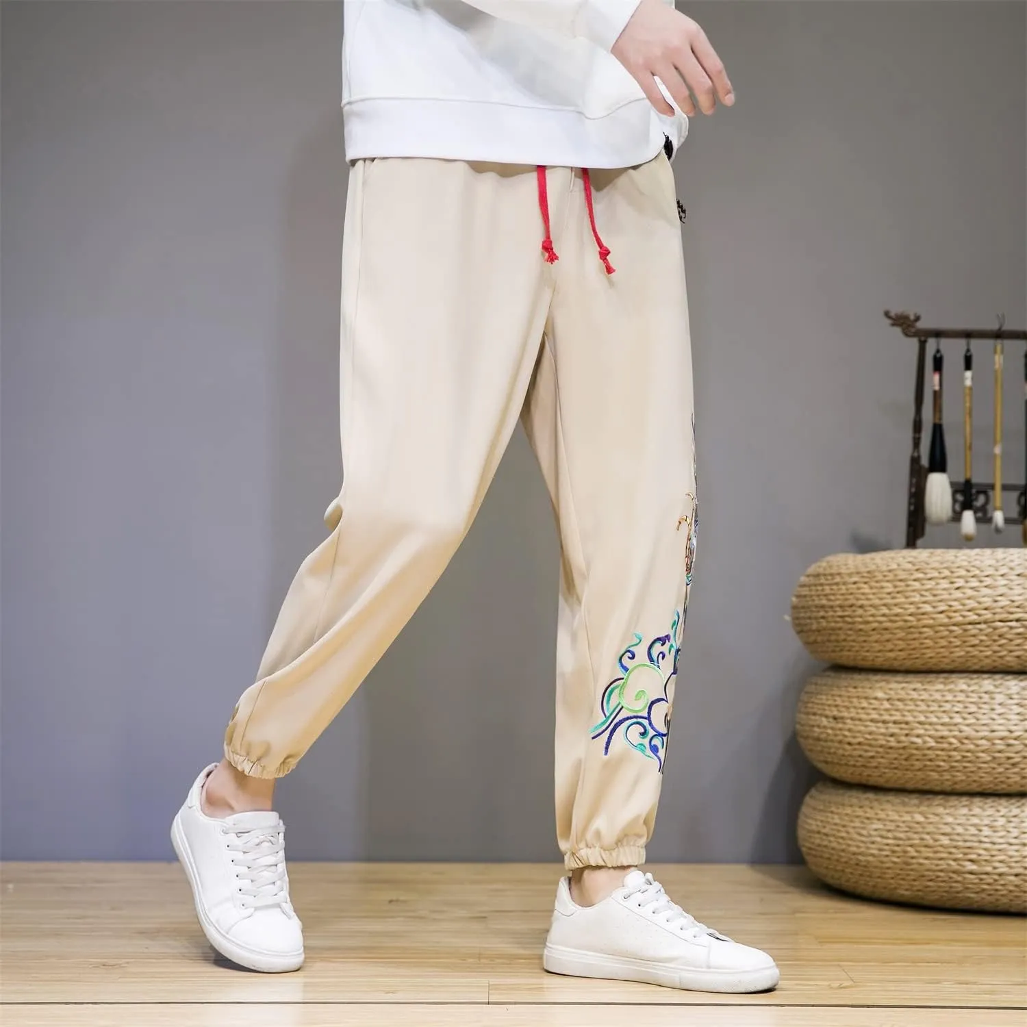 Seidarise Men's Linen Harem Pant Japanese Hip Hop Sweatpants Harem Pants Sports