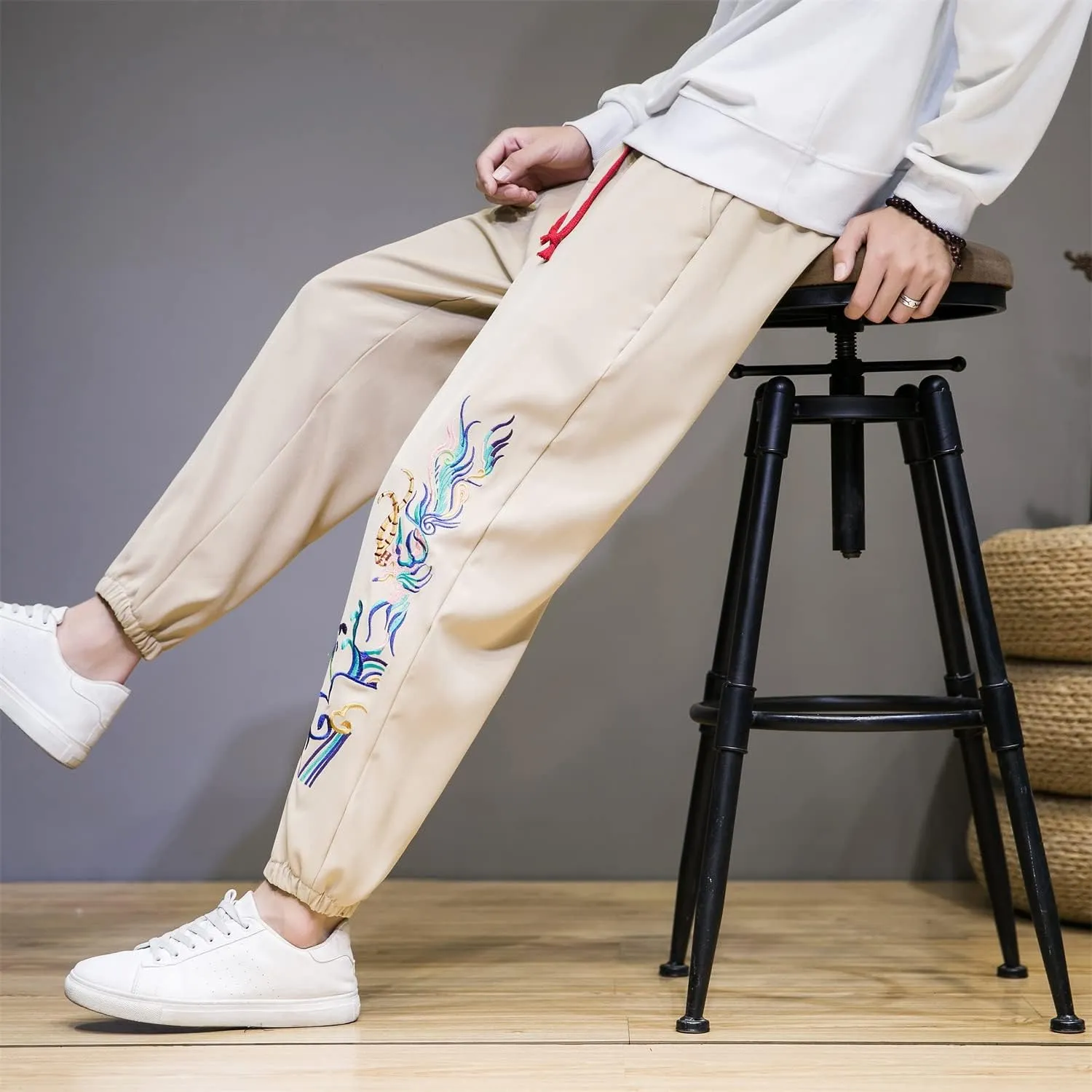 Seidarise Men's Linen Harem Pant Japanese Hip Hop Sweatpants Harem Pants Sports