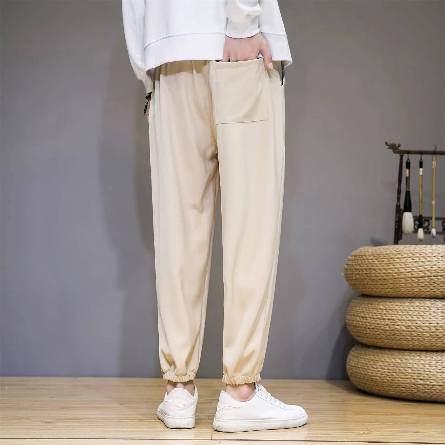 Seidarise Men's Linen Harem Pant Japanese Hip Hop Sweatpants Harem Pants Sports