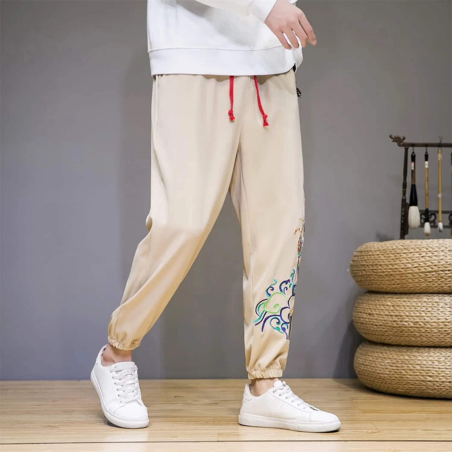 Seidarise Men's Linen Harem Pant Japanese Hip Hop Sweatpants Harem Pants Sports