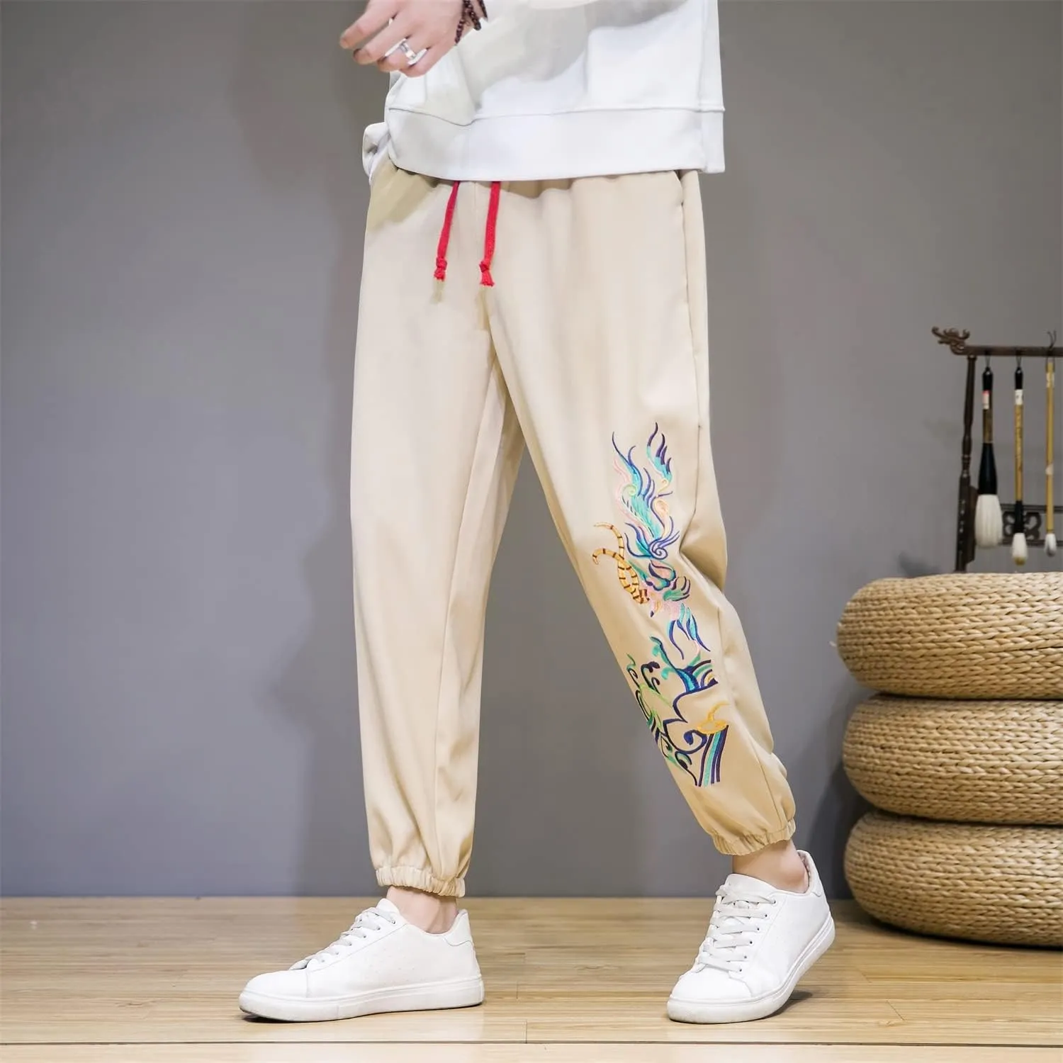 Seidarise Men's Linen Harem Pant Japanese Hip Hop Sweatpants Harem Pants Sports