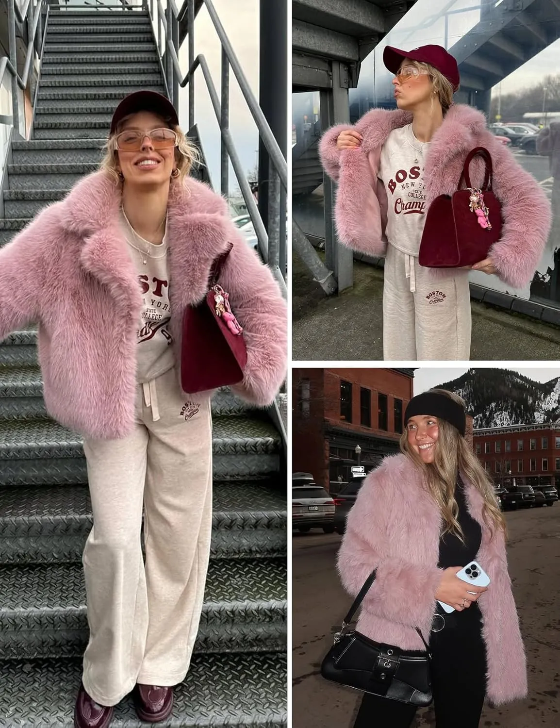 Shiyifa Faux Fur Coat for Women Fluffy Faux Fur Jacket Long Sleeve Open Front Cropped Fuzzy Outerwear