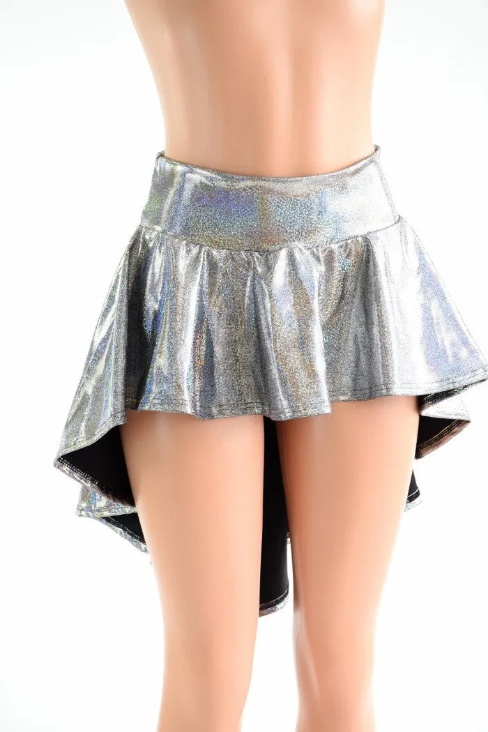 Silver Sparkly Holographic Hi Lo Rave Skirt