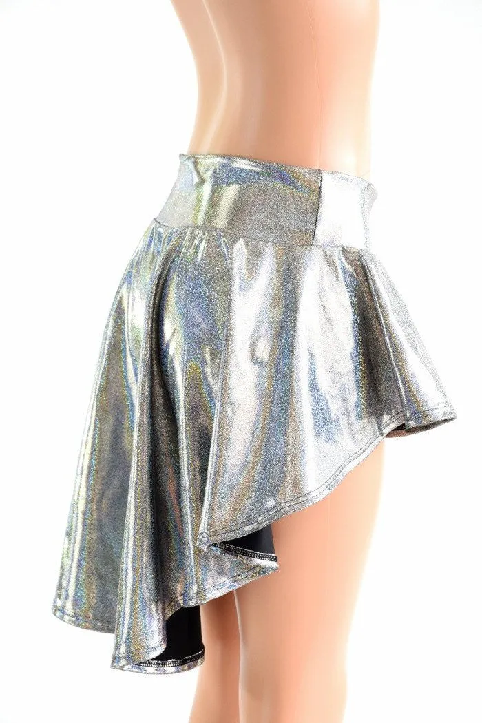 Silver Sparkly Holographic Hi Lo Rave Skirt