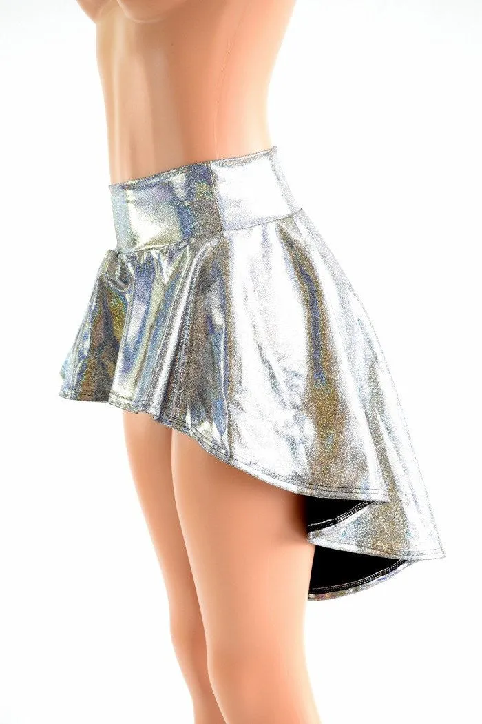 Silver Sparkly Holographic Hi Lo Rave Skirt