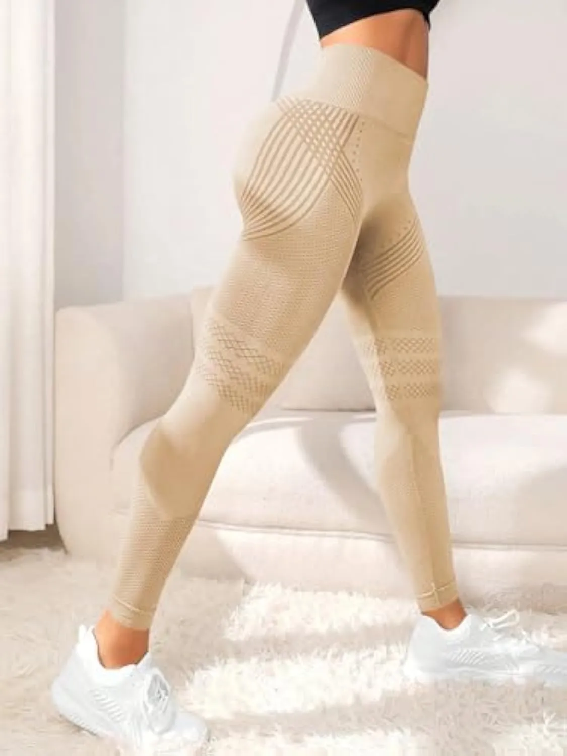 Slimove 3D Leggings, High Waist Tummy Control Scrunch Butt Lifting Seamless Workout Yoga Pants with Pockets