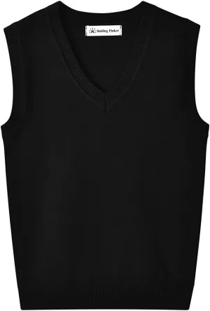 SMINLING Pinker Boys Girls School Uniform Sweater Vest V-Neck Soft Cotton Pullover