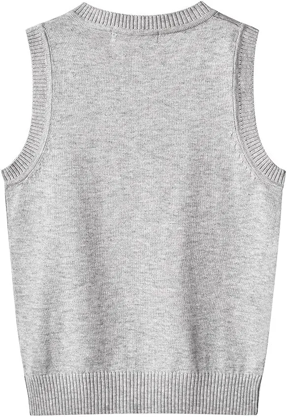 SMINLING Pinker Boys Girls School Uniform Sweater Vest V-Neck Soft Cotton Pullover