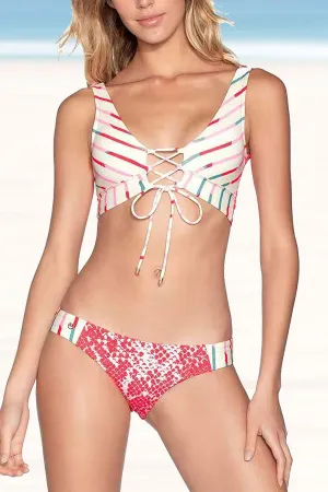 Snake Print Stylish Lace-Up Bikini