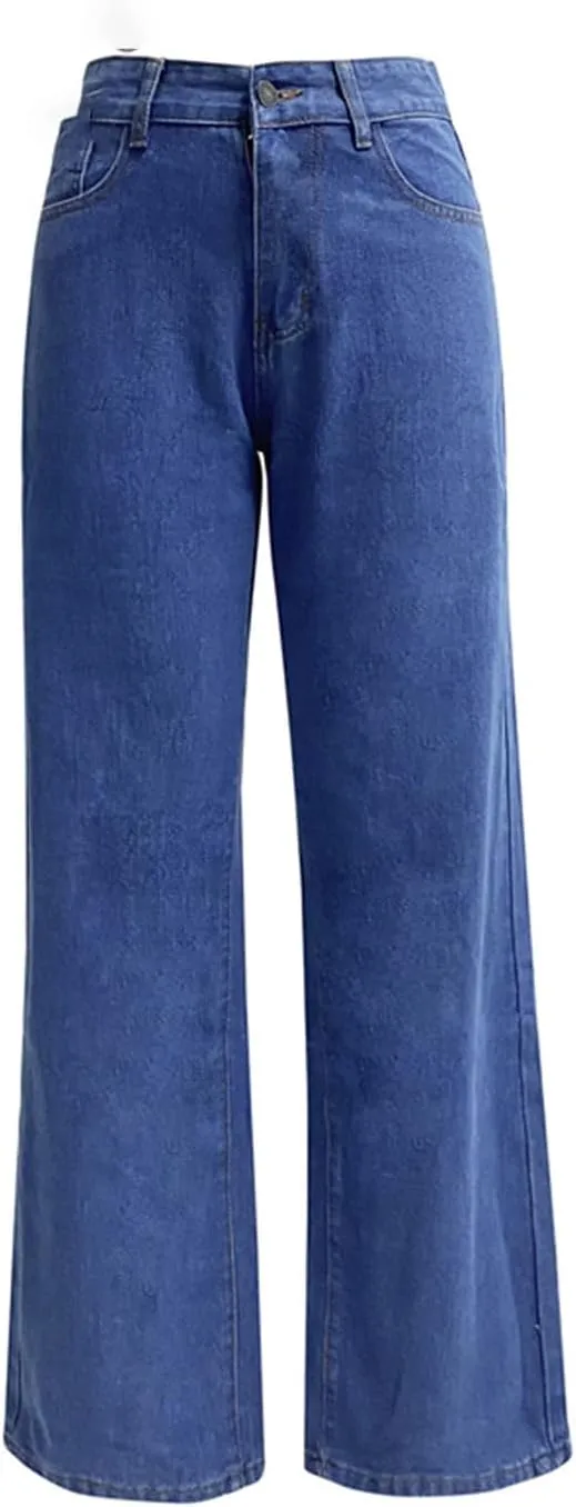 Solid Color Comfortable Casual Straight Jeans Women's Commuter Versatile Denim Pants High Waist Stretch Trousers