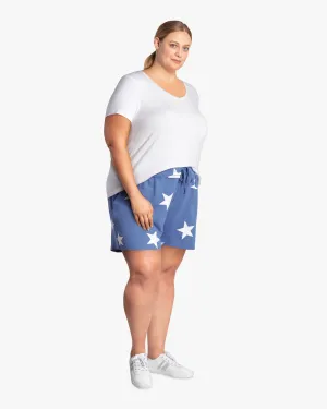 Star-Print Shorts | Azure Blue / White