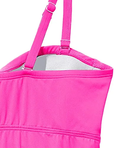 Stylish Tummy Control Tankini Top Women's Twist Front Bandeau Bathing Suit
